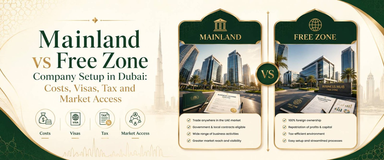 Mainland vs Free Zone Company Setup in Dubai Guide