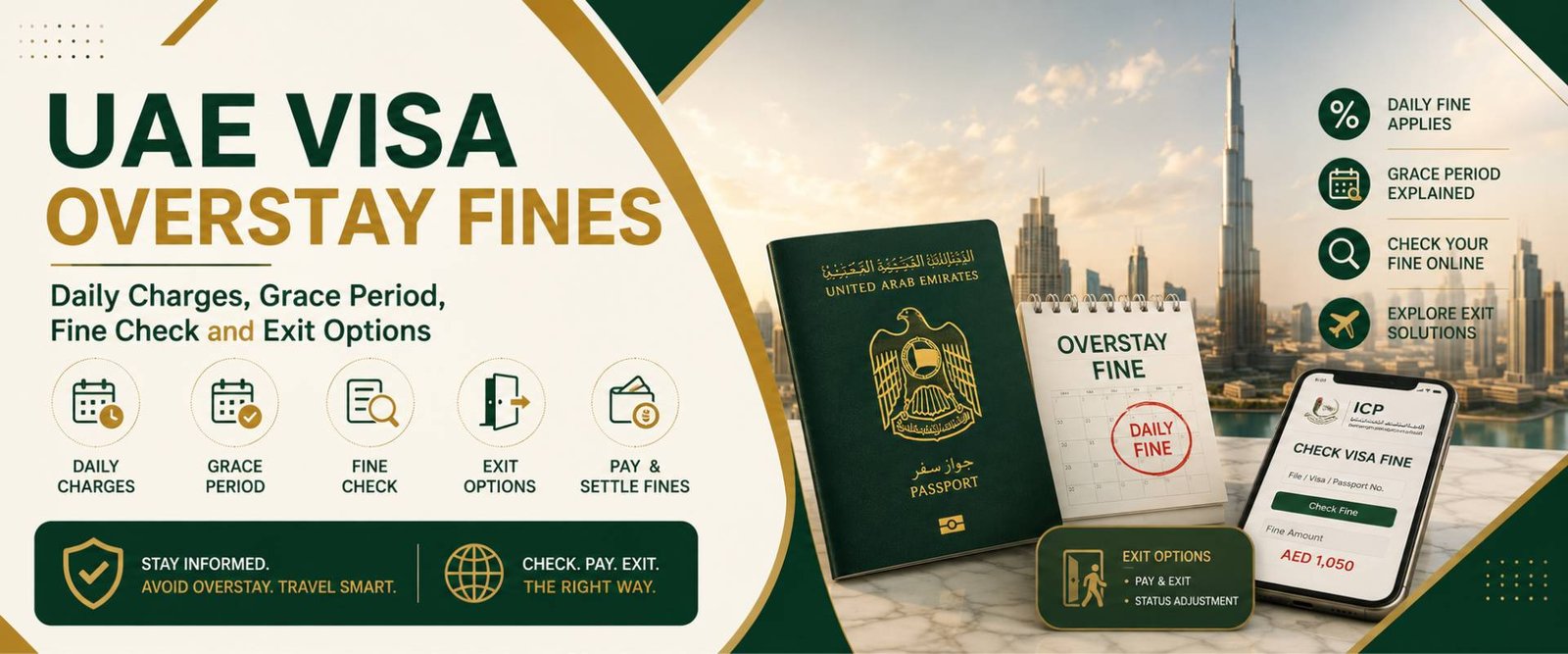 UAE Visa Overstay Fines: Daily Charges, Grace Period, Fine Check and Exit Options