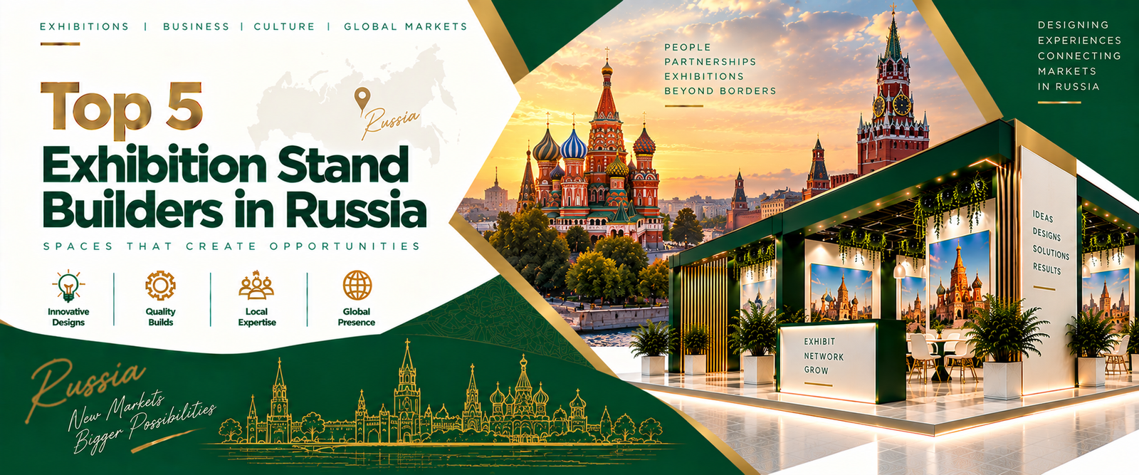 Exhibition stand builders in Russia showcasing a custom trade show booth
