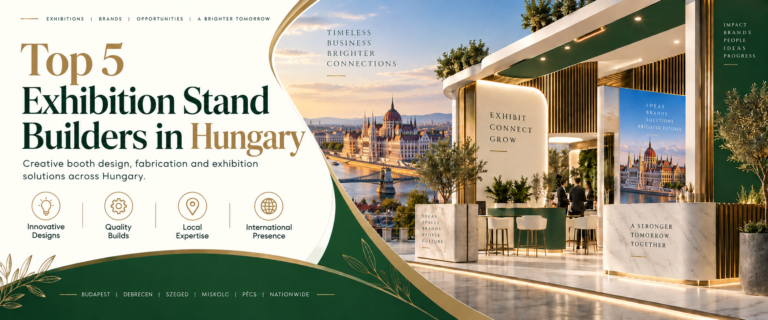 Top exhibition stand builders in Hungary 2026 at a Budapest trade show
