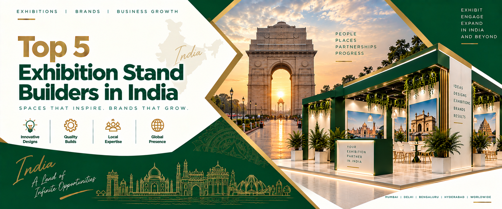 Top exhibition stand builders in India 2026 at a modern trade-show venue