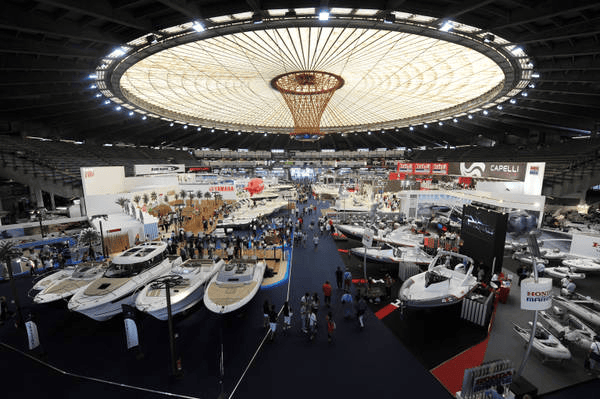 Exhibition Stand Builders in Genova showcasing multiple custom booths at Genoa Boat Show 2026