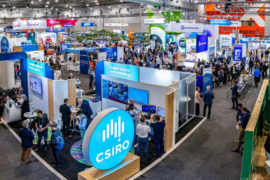 Exhibition stand builders in Brisbane presenting branded display booths and exhibition structures at a Queensland business expo.