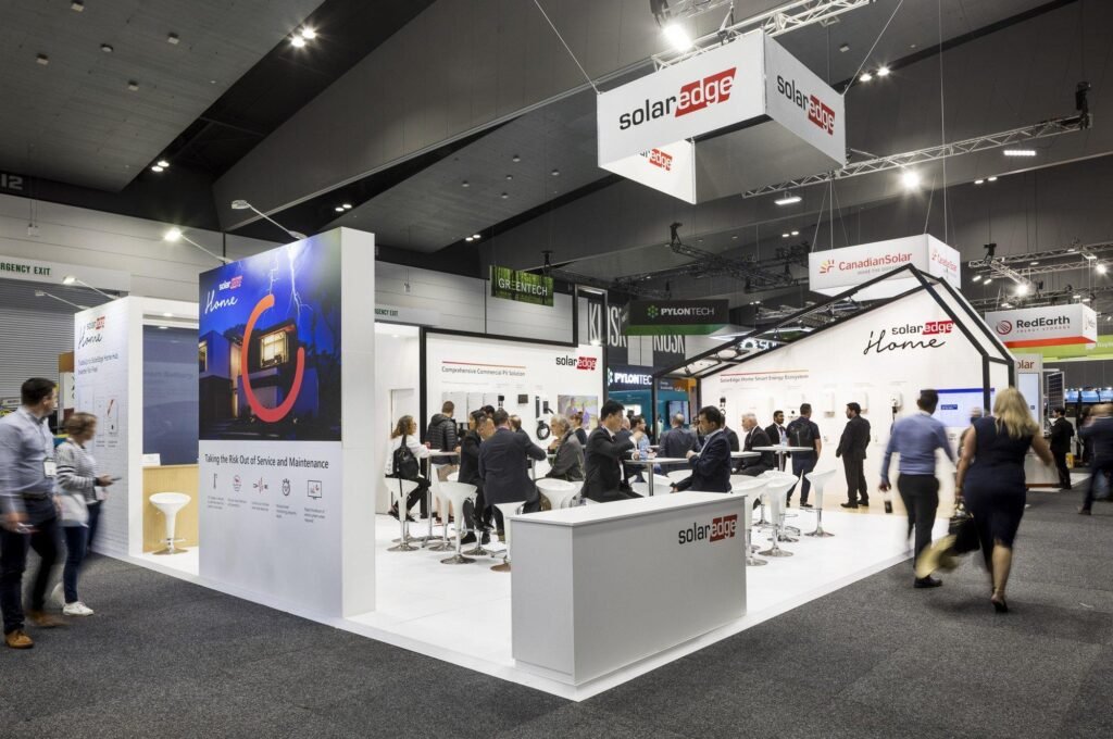 Exhibition stand builders in Melbourne showcasing custom trade show booths and branded displays at the Melbourne Convention and Exhibition Centre. 2026