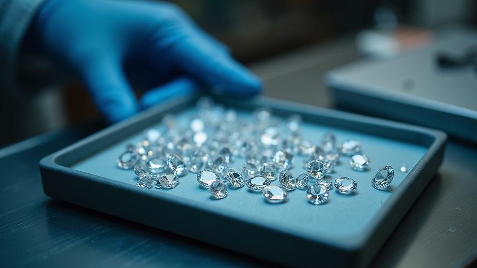 Loose diamonds inspected for a lab-grown diamond business in Dubai before wholesale trading and distribution