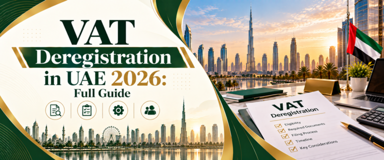 VAT deregistration UAE 2026 Full Guide text with green and gold colour