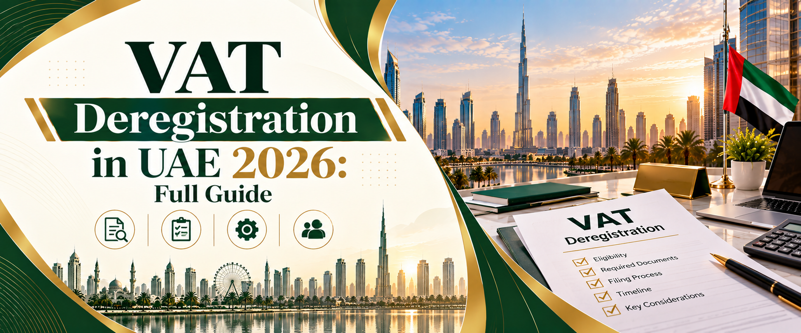 VAT deregistration UAE 2026 Full Guide text with green and gold colour